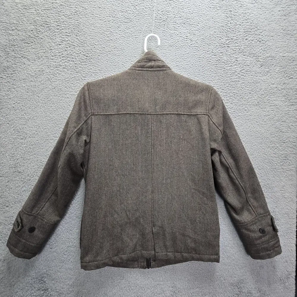 Kane & Unke Jacket Mens Medium Brown Wool Blend Utility Zip Up Hooded Coat Mock